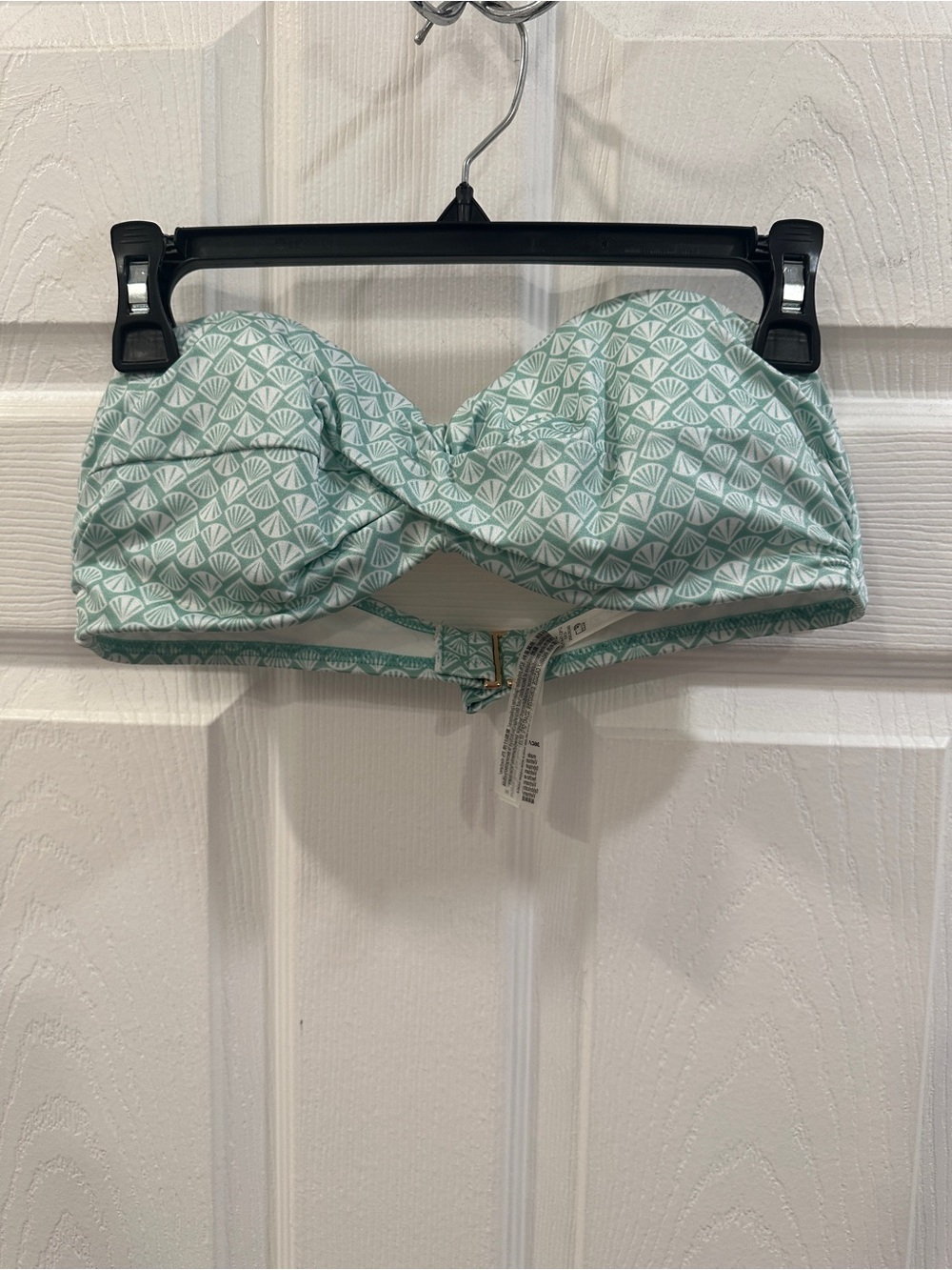 Victoria Secret Swim Bikini Top green White Seashells Strapless Halter size 36C